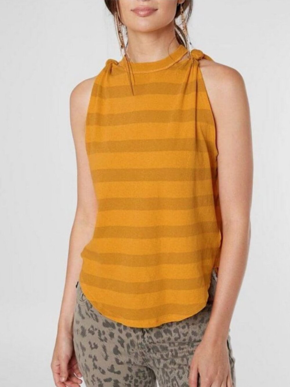 Free People We The Free Striped Twist Knot Tank Top Beach Boho Orange Size XS